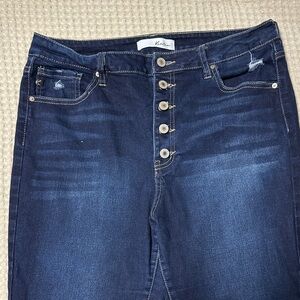 KanCan High Rise Dark Blue Button Jeans